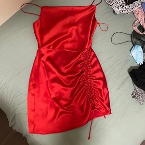 Red satin dress with tags